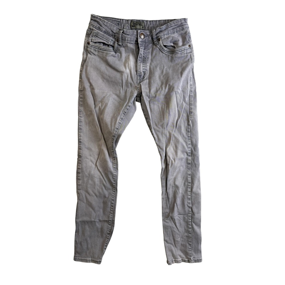 Stylo Jeans Mens 34x30 Gray Light Wash Skinny Slim Fit Stretch Denim Pants